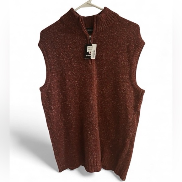 Marcello Other - Marcello Sport V Neck Golf Sweater Vest Men's Zip-Up Maroon X-Large